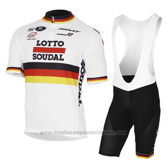 2017 Abbigliamento Ciclismo Lotto Soudal Campione Germania Manica Corta e Salopette